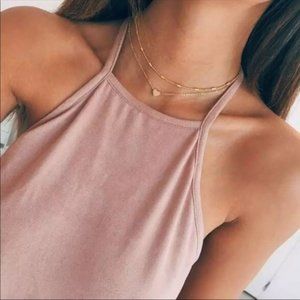 Dainty Layered Gold Heart Choker Necklace